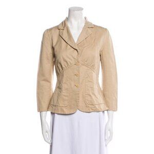 Bottega Veneta Authentic Solid Khaki Beige Long Sleeve Blazer Jacket 40 Small